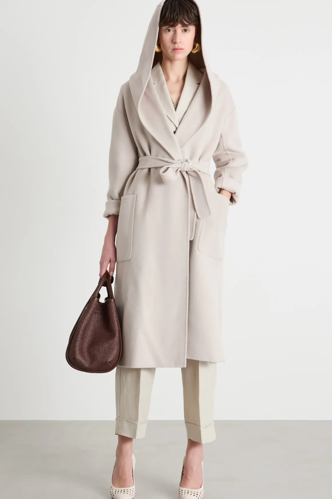 Cappotto a vestaglia con cappuccio - Avorio