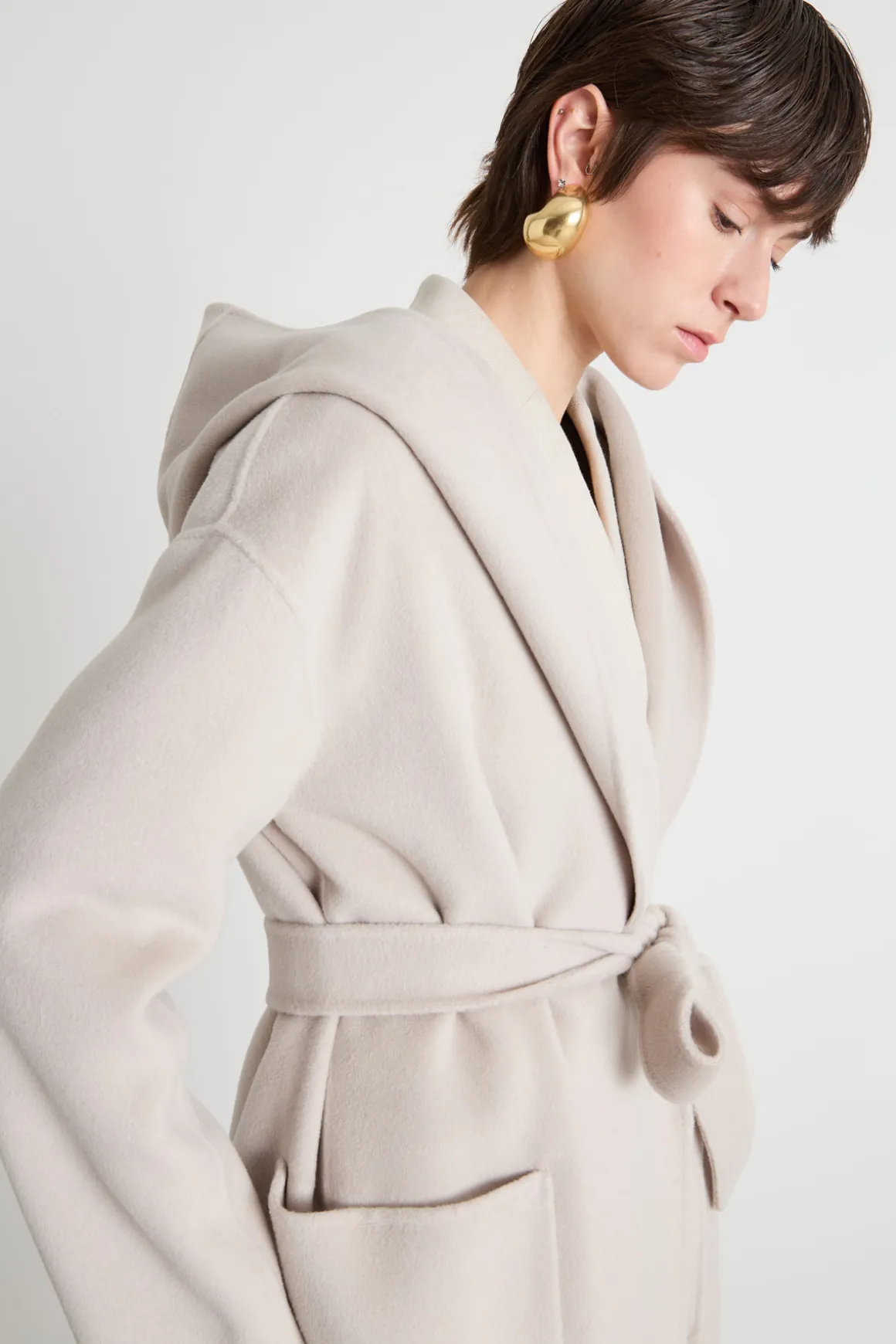 Cappotto a vestaglia con cappuccio - Avorio