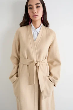 Cappotto a vestaglia in doppio drap - Beige