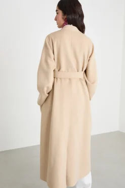 Cappotto a vestaglia in doppio drap - Beige