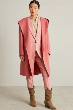 Cappotto a vestaglia in doppio - Rosa Scuro