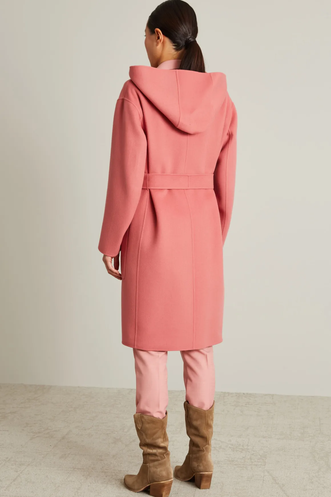 Cappotto a vestaglia in doppio - Rosa Scuro