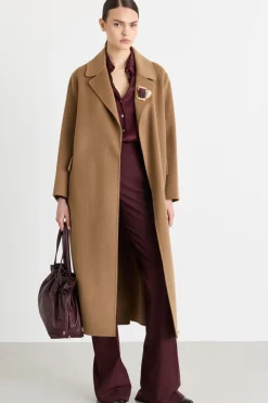 Cappotto a vestaglia in drap - Cammello