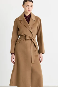 Cappotto a vestaglia in drap - Cammello