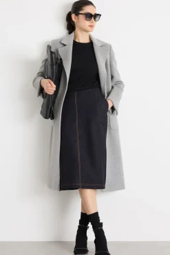 Cappotto a vestaglia in drap - Grigio