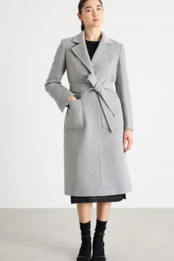 Cappotto a vestaglia in drap - Grigio