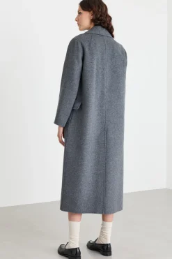 Cappotto a vestaglia in drap - Grigio