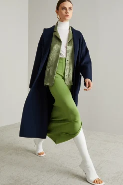 Cappotto a vestaglia in panno - Blu Notte