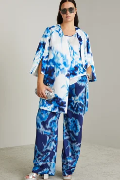 Cappotto a vestaglia in twill - Azzurro Bianco