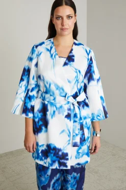 Cappotto a vestaglia in twill - Azzurro Bianco