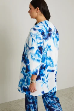 Cappotto a vestaglia in twill - Azzurro Bianco