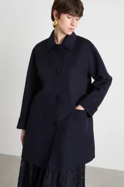 Cappotto con colletto a camicia - Blu Notte