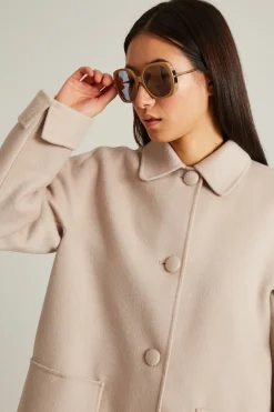 Cappotto con collo a camicia - Rosa Antico