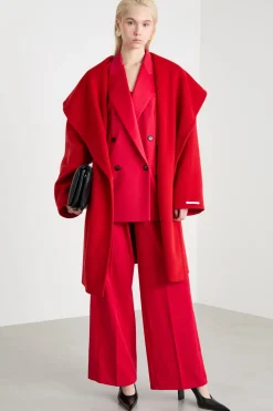 Cappotto con scollo a scialle - Rosso