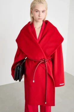 Cappotto con scollo a scialle - Rosso