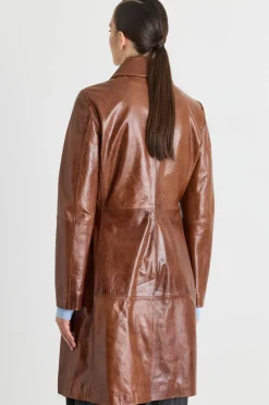 Cappotto con zip nascosta - Marrone