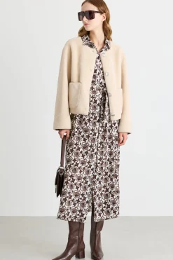 Cappotto corto con sciarpa - Beige