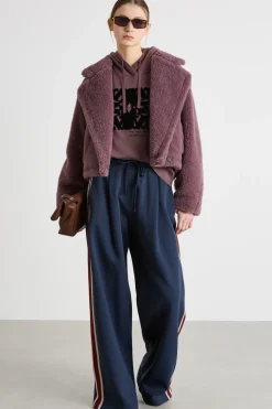 Cappotto corto in tessuto morbido e caldo - Bordeaux