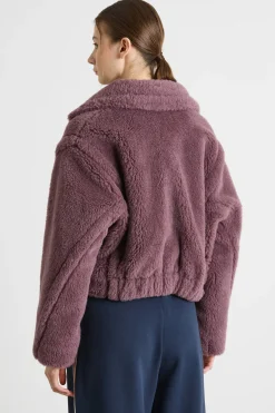 Cappotto corto in tessuto morbido e caldo - Bordeaux