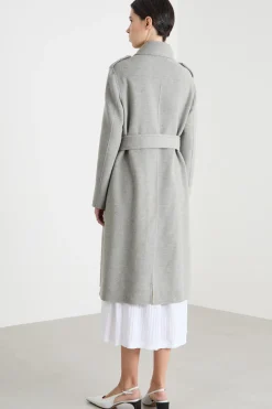 Cappotto doppiopetto con cintura - Grigio
