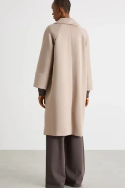 Cappotto doppiopetto con maniche a kimono - Beige