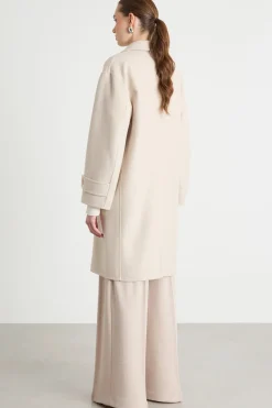 Cappotto doppiopetto con tasche - Beige