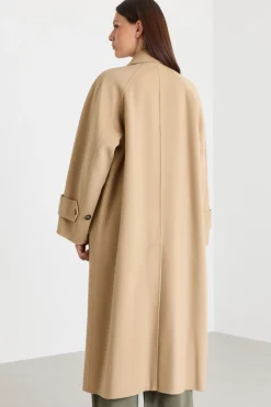Cappotto doppiopetto in drap - Beige