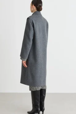Cappotto doppiopetto in drap - Grigio