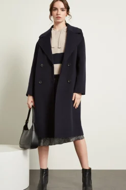 Cappotto doppiopetto in lana - Blu Notte