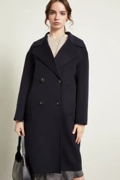 Cappotto doppiopetto in lana - Blu Notte