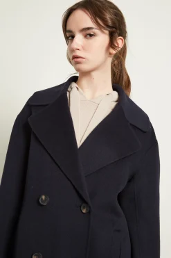 Cappotto doppiopetto in lana - Blu Notte
