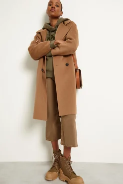 Cappotto doppiopetto in lana - Cammello