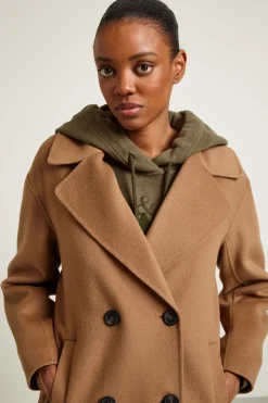 Cappotto doppiopetto in lana - Cammello