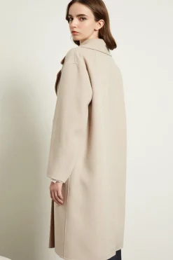 Cappotto doppiopetto in lana - Ecru