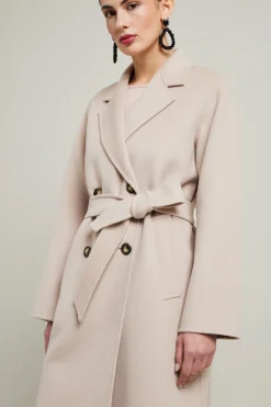 Cappotto dritto in doppio di lana - Rosa Chiaro