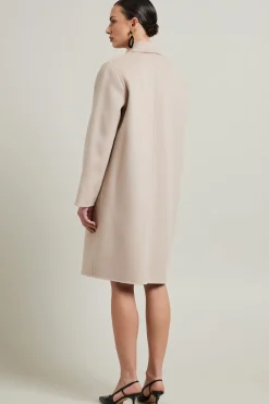 Cappotto dritto in doppio di lana - Rosa Chiaro