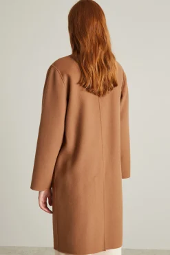 Cappotto dritto in doppio panno - Cammello