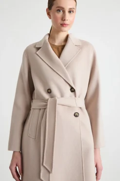 Cappotto dritto in tessuto doppio - Beige