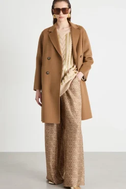Cappotto dritto in tessuto doppio - Cammello