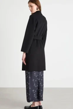 Cappotto dritto in tessuto doppio - Nero