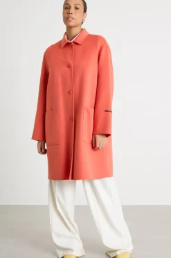 Cappotto in double con tasche applicate - Arancione