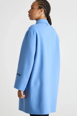 Cappotto in double con tasche applicate - Azzurro