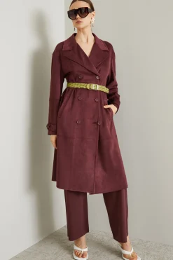 Cappotto in jersey dal finish vellutato - Bordeaux
