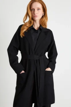 Cappotto in maglia a vestaglia - Nero