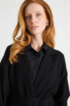 Cappotto in maglia a vestaglia - Nero