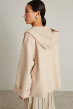 Cappotto in panno con coulisse - Sabbia