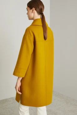 Cappotto in panno con tasche - Senape