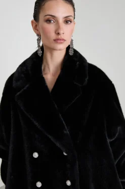 Cappotto in tessuto morbido e caldo - Nero