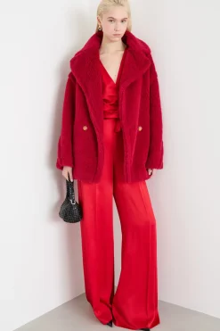 Cappotto in tessuto morbido e caldo - Rosso