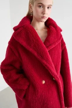 Cappotto in tessuto morbido e caldo - Rosso